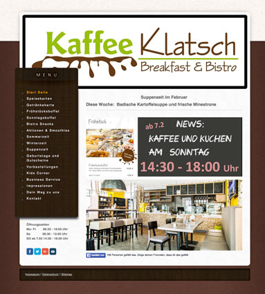 Internetseite Kaffee Klatsch, Bistro & Café in Dortmund