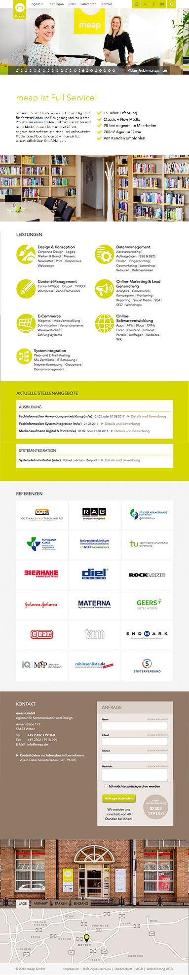 Internetseite Fullservice Agentur meap GmbH in Witten