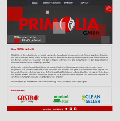 Internetseite Primolia GmbH in Bochum